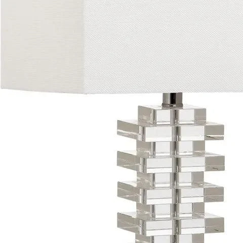 Swift Crystal Table Lamp in Off-white with Crystal Block Design - The Mayfair Hall
