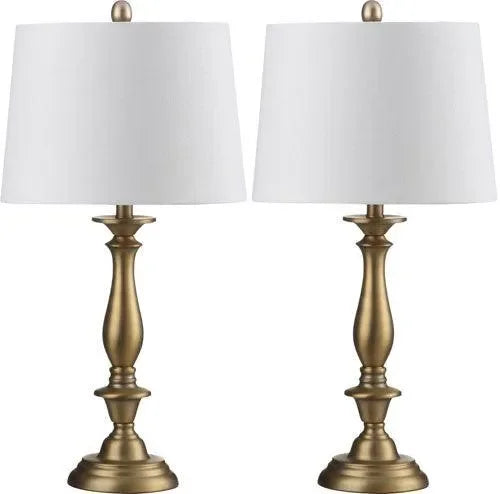 Brighton Metal Candlestick Table Lamp in Gold with White Cotton Shade (Set of 2) - The Mayfair Hall