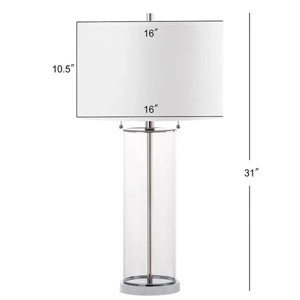 Velma Glass Column Table Lamp in Off-white (Set of 2) - The Mayfair Hall