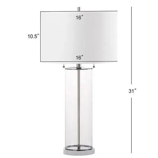 Velma Glass Column Table Lamp in Off-white (Set of 2) - The Mayfair Hall