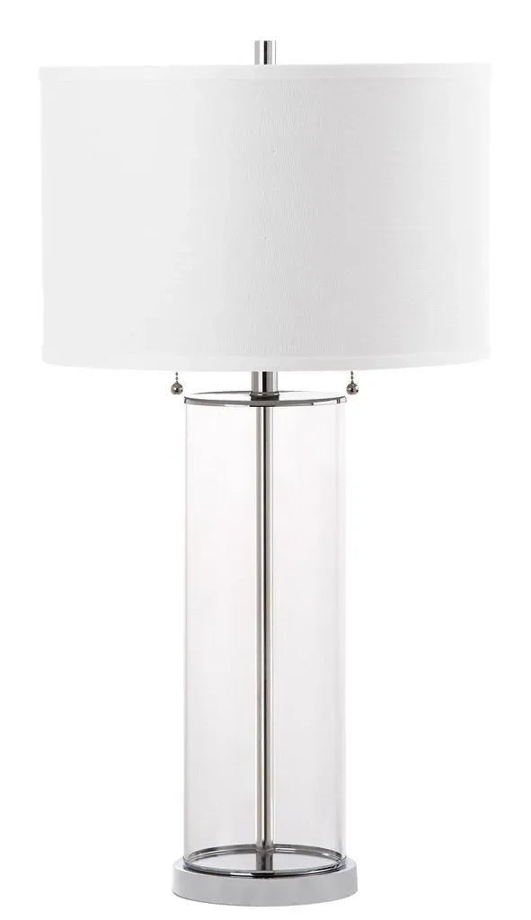 Velma Glass Column Table Lamp in Off-white (Set of 2) - The Mayfair Hall