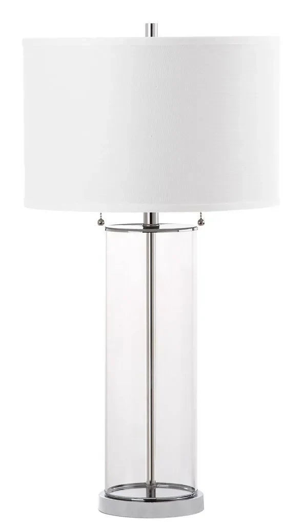 Velma Glass Column Table Lamp in Off-white (Set of 2) - The Mayfair Hall