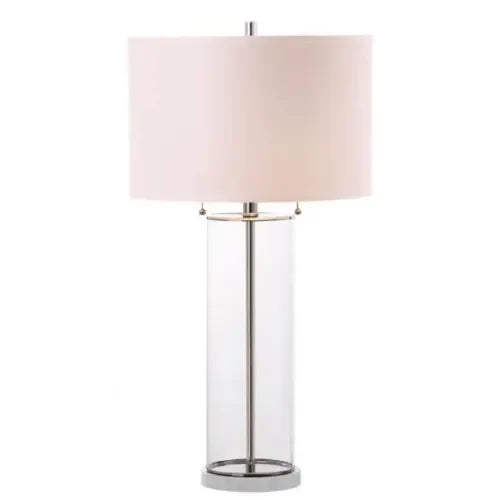 Velma Glass Column Table Lamp in Off-white (Set of 2) - The Mayfair Hall