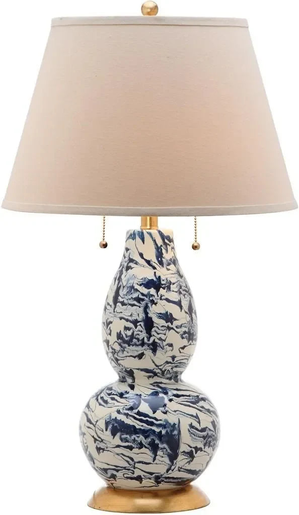 Color Swirls Glass Table Lamp in Navy and White - The Mayfair Hall