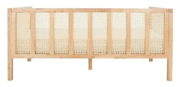 Dune Rubber Wood Sofa Bed in Natural with Cushion - The Mayfair Hall