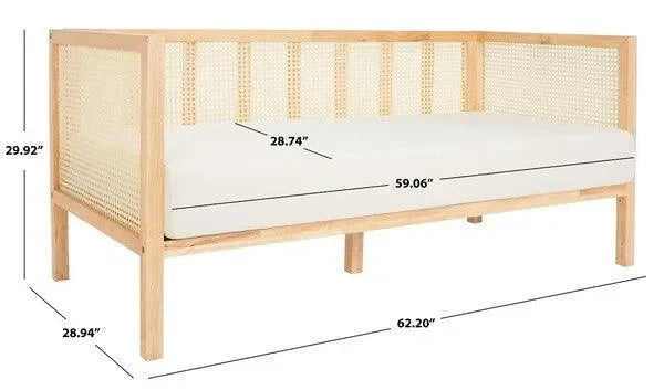Dune Rubber Wood Sofa Bed in Natural with Cushion - The Mayfair Hall