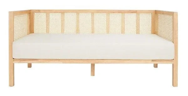 Dune Rubber Wood Sofa Bed in Natural with Cushion - The Mayfair Hall