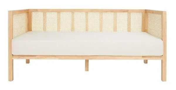 Dune Rubber Wood Sofa Bed in Natural with Cushion - The Mayfair Hall