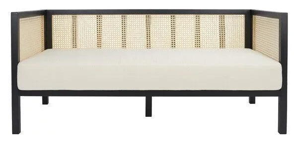 Dune Rubber Wood Sofa Bed in Black with Cushion - The Mayfair Hall
