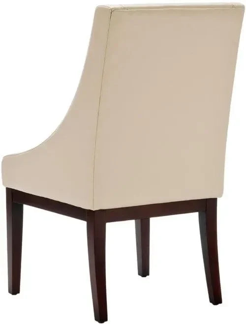 Crème Bicast Leather Dining Chair in Cream with Sloping Arm - The Mayfair Hall