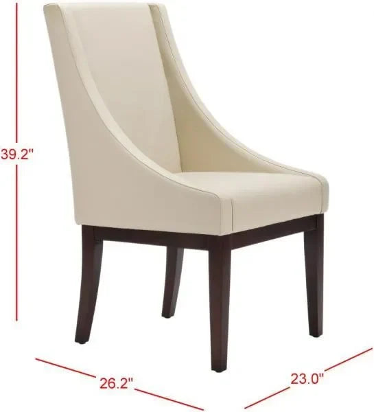 Crème Bicast Leather Dining Chair in Cream with Sloping Arm - The Mayfair Hall