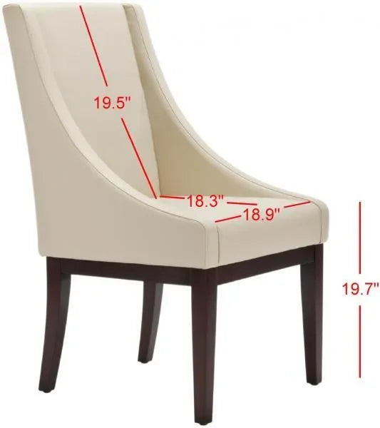 Crème Bicast Leather Dining Chair in Cream with Sloping Arm - The Mayfair Hall