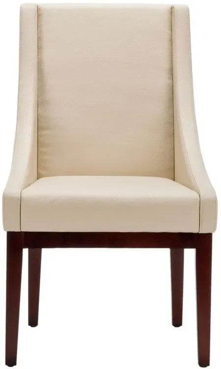 Crème Bicast Leather Dining Chair in Cream with Sloping Arm - The Mayfair Hall