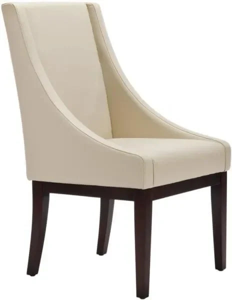 Crème Bicast Leather Dining Chair in Cream with Sloping Arm - The Mayfair Hall