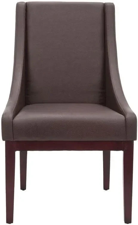 Bicast Leather Dining Chair in Brown with Sloping Arm - The Mayfair Hall
