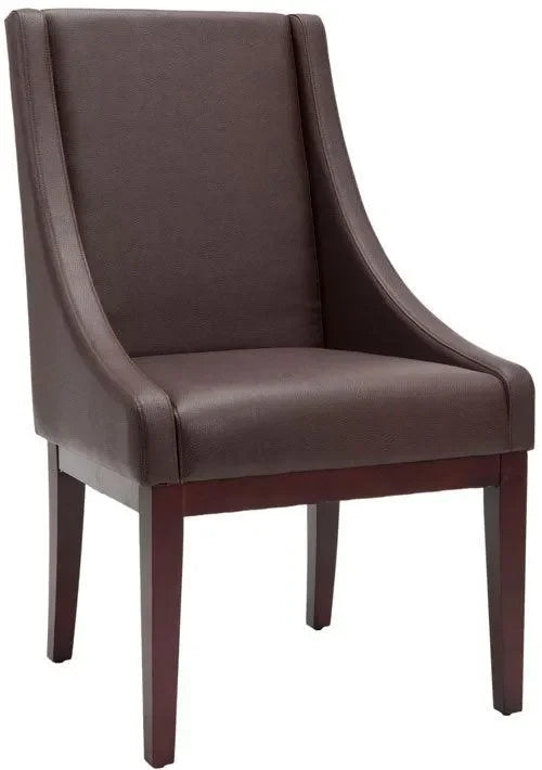 Bicast Leather Dining Chair in Brown with Sloping Arm - The Mayfair Hall
