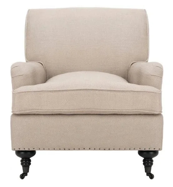 Chloe Viscose Club Chair in Antique Gold with Birch Wood Legs - The Mayfair Hall