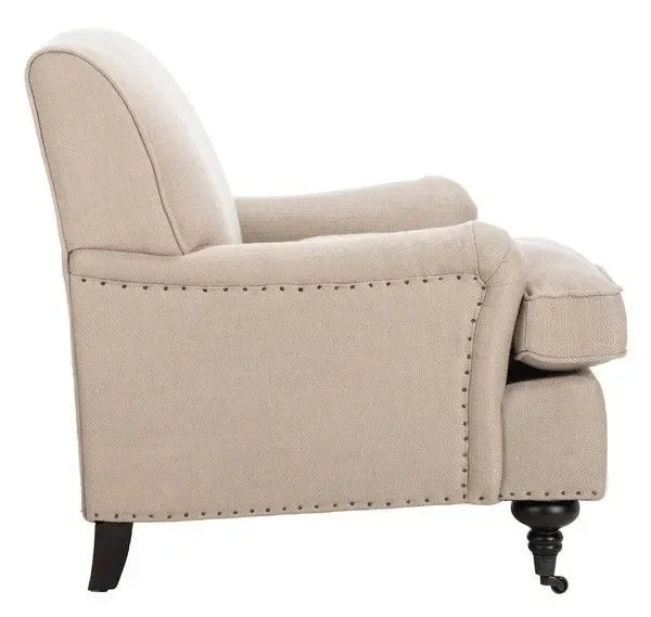 Chloe Viscose Club Chair in Antique Gold with Birch Wood Legs - The Mayfair Hall