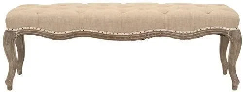 Ramsey Oak Wood Bench in Beige with Cabriole Legs - The Mayfair Hall