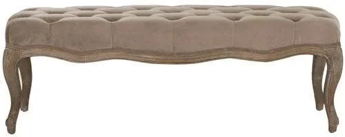 Ramsey Oak Wood Bench in Taupe with Cabriole Legs - The Mayfair Hall