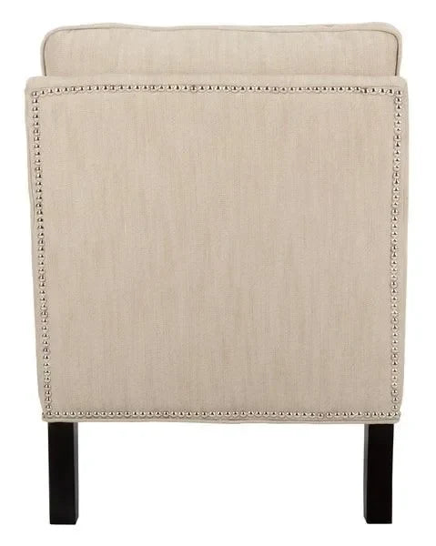 Randy Linen Slipper Chair in Off-White with Birch Wood Legs - The Mayfair Hall