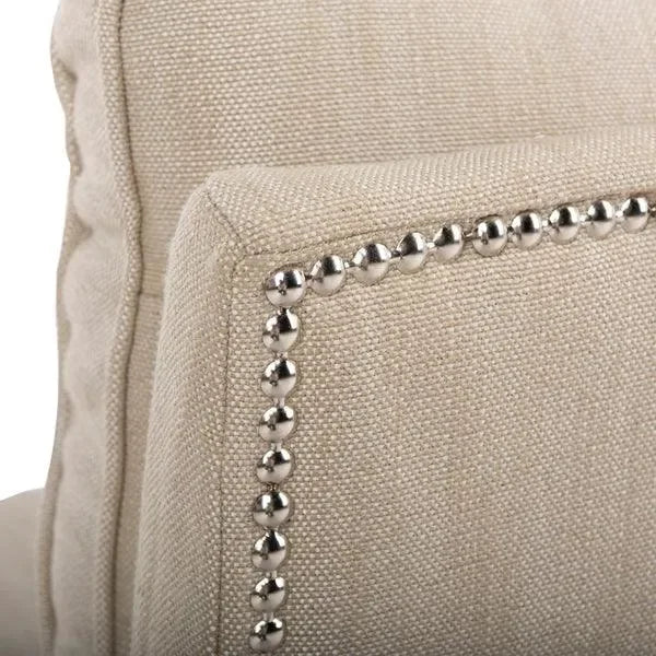 Randy Linen Slipper Chair in Off-White with Birch Wood Legs - The Mayfair Hall