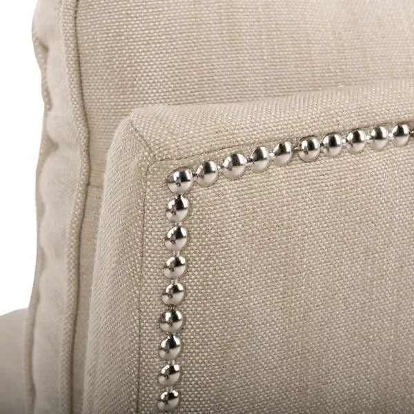 Randy Linen Slipper Chair in Off-White with Birch Wood Legs - The Mayfair Hall