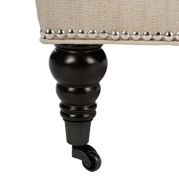 Randy Linen Slipper Chair in Off-White with Birch Wood Legs - The Mayfair Hall