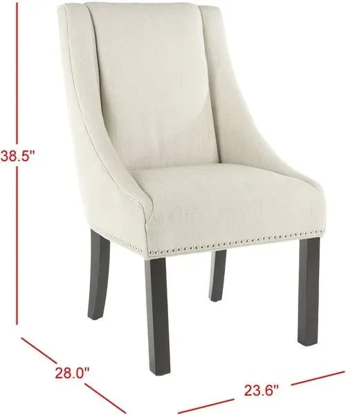 Morris Linen Dining Chair in Beige with Sloping Arm - The Mayfair Hall