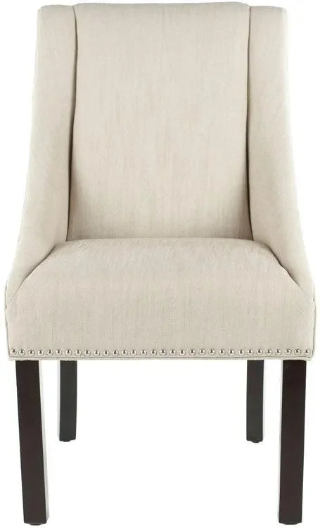 Morris Linen Dining Chair in Beige with Sloping Arm - The Mayfair Hall