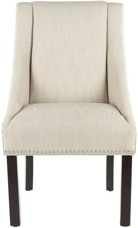 Morris Linen Dining Chair in Beige with Sloping Arm - The Mayfair Hall