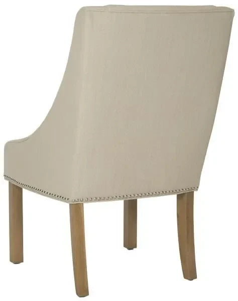 Morris Linen Dining Chair in Beige with Sloping Arm - The Mayfair Hall