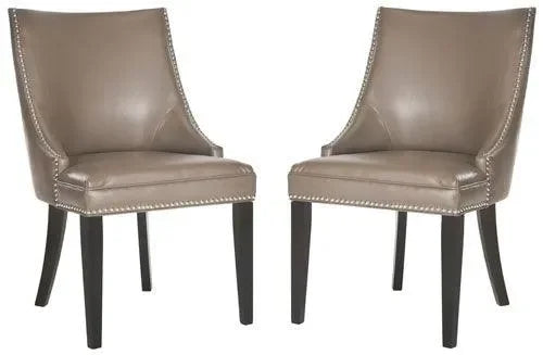 Afton Bicast Leather Dining Chair in Clay with Silver Nail Head Trim (Set of 2) - The Mayfair Hall