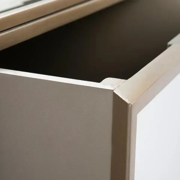 Giana Mirrored Nightstand in Gold with 3 Drawers - The Mayfair Hall