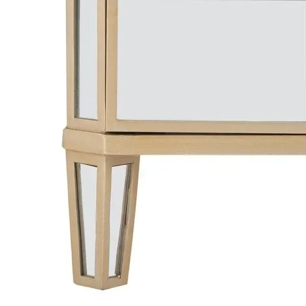 Giana Mirrored Nightstand in Gold with 3 Drawers - The Mayfair Hall