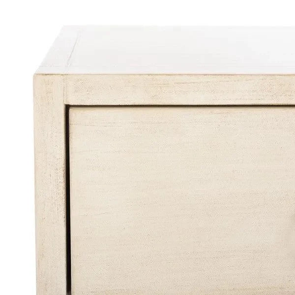 Odilia Acacia Wood Nightstand in Antique White - The Mayfair Hall