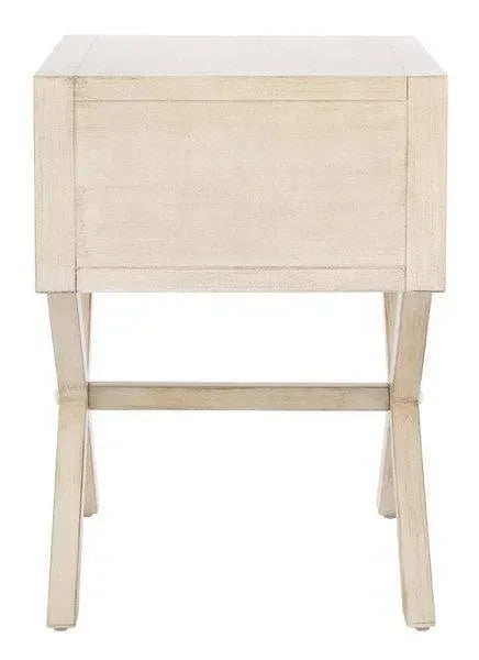 Odilia Acacia Wood Nightstand in Antique White - The Mayfair Hall