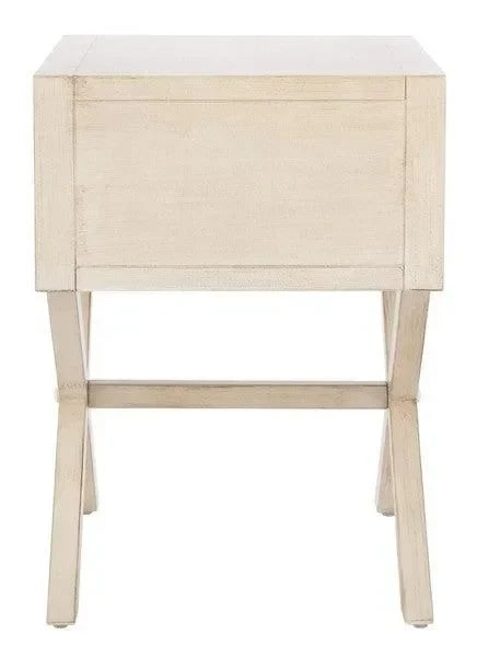 Odilia Acacia Wood Nightstand in Antique White - The Mayfair Hall