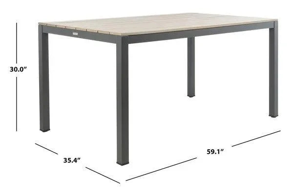 Beldan Wood Outdoor Dining Table in Distressed Taupe - The Mayfair Hall