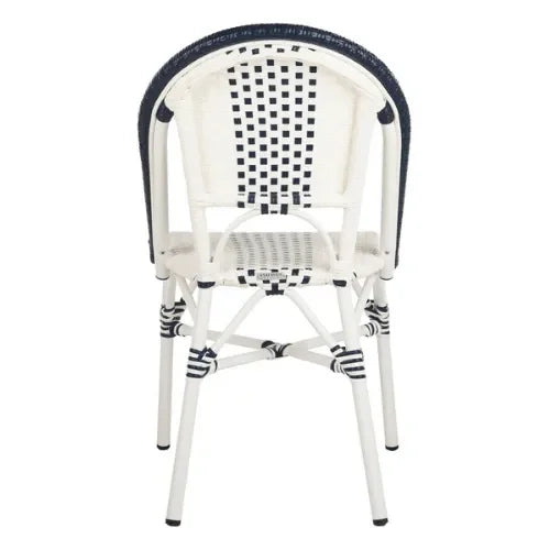 Zoya Wicker Patio Chairs in White and Navy (Set of 2) - The Mayfair Hall