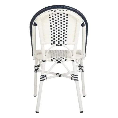 Zoya Wicker Patio Chairs in White and Navy (Set of 2) - The Mayfair Hall