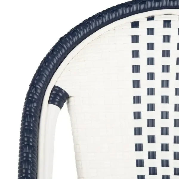 Zoya Wicker Patio Chairs in White and Navy (Set of 2) - The Mayfair Hall