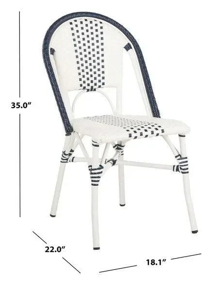 Zoya Wicker Patio Chairs in White and Navy (Set of 2) - The Mayfair Hall