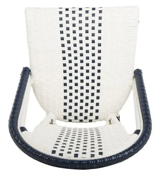 Zoya Wicker Patio Chairs in White and Navy (Set of 2) - The Mayfair Hall