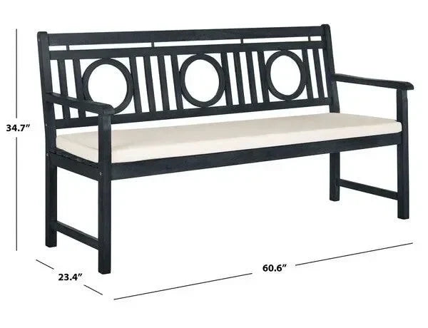 Safavieh Montclair Slate British Garden Bench w/ Cushion