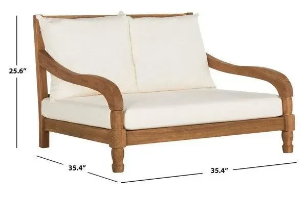 Pomona Acacia Wood Outdoor Chaise Loungers in Natural and Beige - The Mayfair Hall