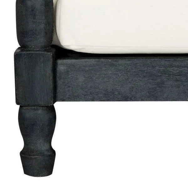 Pomona Acacia Wood Outdoor Chaise Loungers in Dark Slate Gray and Beige - The Mayfair Hall