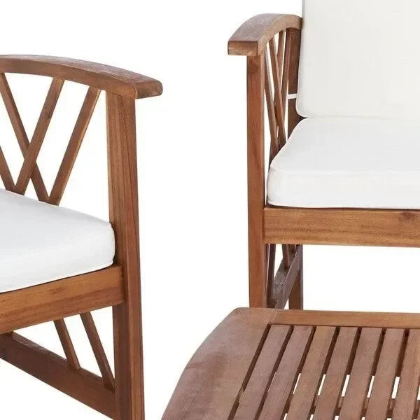 Fontana Acacia Wood Outdoor Set in Natural with Cushions (4 Piece) - The Mayfair Hall