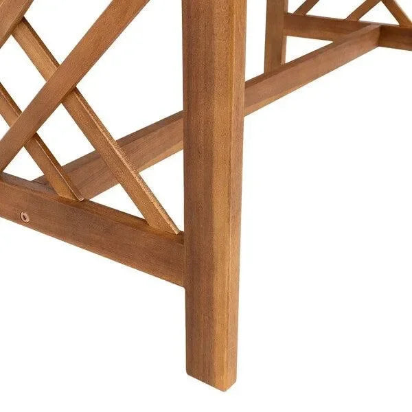 Fontana Acacia Wood Outdoor Set in Natural with Cushions and Accent Pillows (4 Piece) - The Mayfair Hall