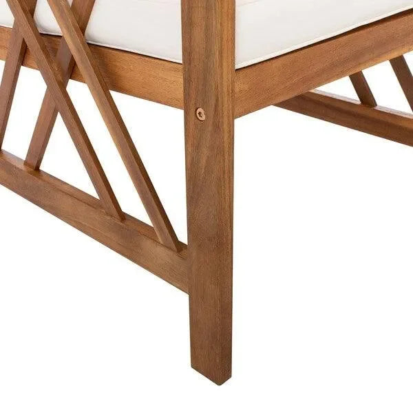 Fontana Acacia Wood Outdoor Set in Natural with Cushions and Accent Pillows (4 Piece) - The Mayfair Hall